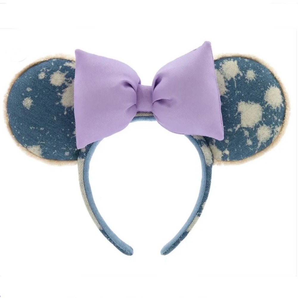 Disney Parks Denim Minnie Mouse Ears Oversized Lavender Bow